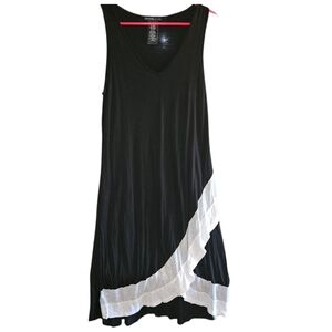 Design History Sleeveless Color Block BnW Maxi Sundress Summer Tulip Hem Medium